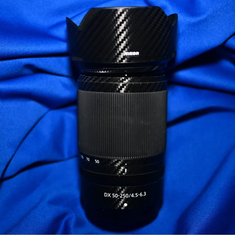 NIKKOR Z dx 50-250mm f/4.5-6.3 VR Lens with HB-90A Lens Hood & Carbon Fiber Skin
